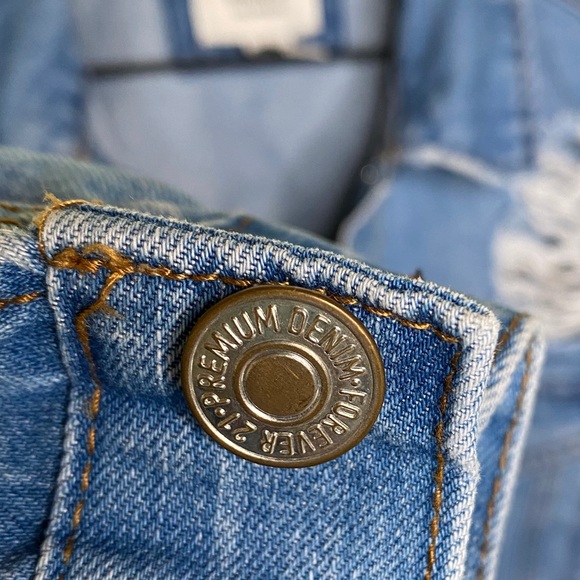 Forever21 Oversized Distressed Jean Jacket Small - Picture 9 of 11